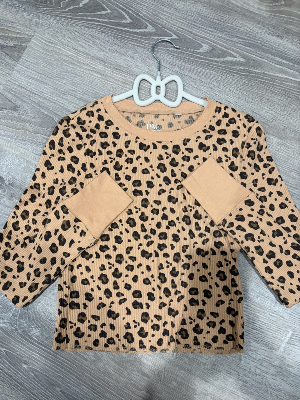 PACSUN Leopard Print Waffle Knit Long Sleeve Top